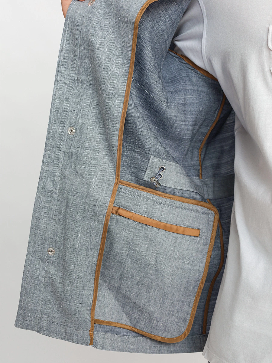 Жакет-рубашка свободного кроя из смеси льна и шерсти